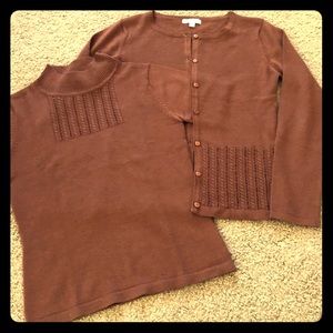 Cardigan and short sleeve sweater set